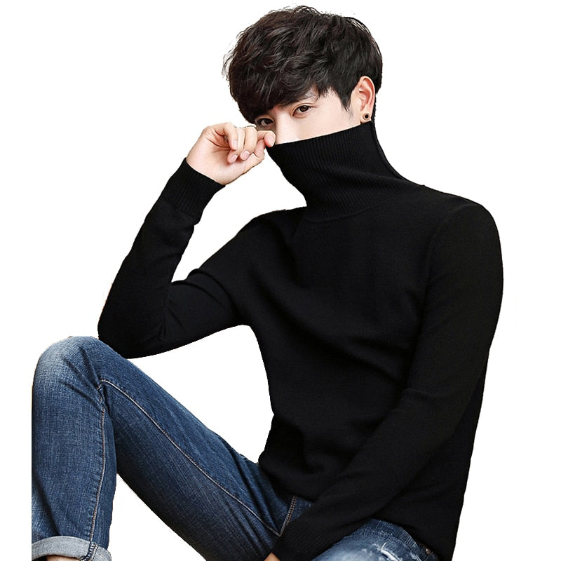 Black Turtleneck Men Knitted Sweater Classic Solid Color Casual Elasti Partner Pegasus Black Turtleneck Men Knitted Sweater Classic Solid Color Casual Elasti Partner Pegasus